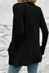 Ribbed Open Front Patch Pocket Long Sleeve Knit Cardigan